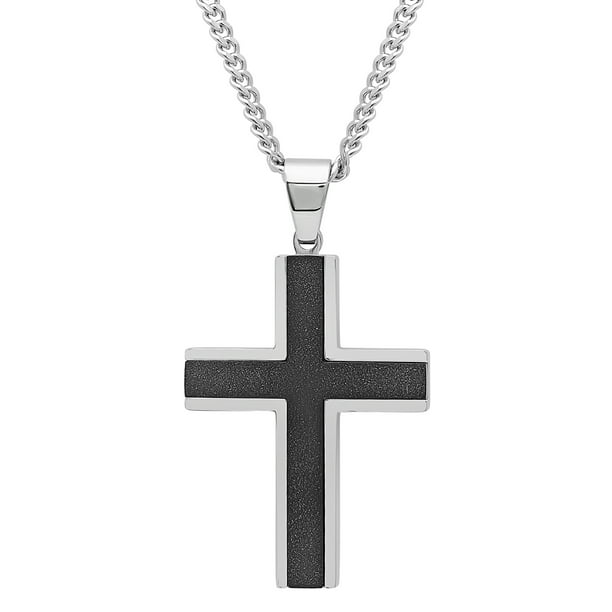 Hot Unisex's Men's Women Silver Blue Stainless Steel Cross Pendant Necklace Gift 